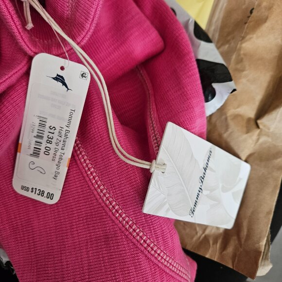 Tommy Bahama Tobago Bay Half-Zip Short-Sleeve Dress Pink Size S Women's NWT NWT - Picture 4 of 5